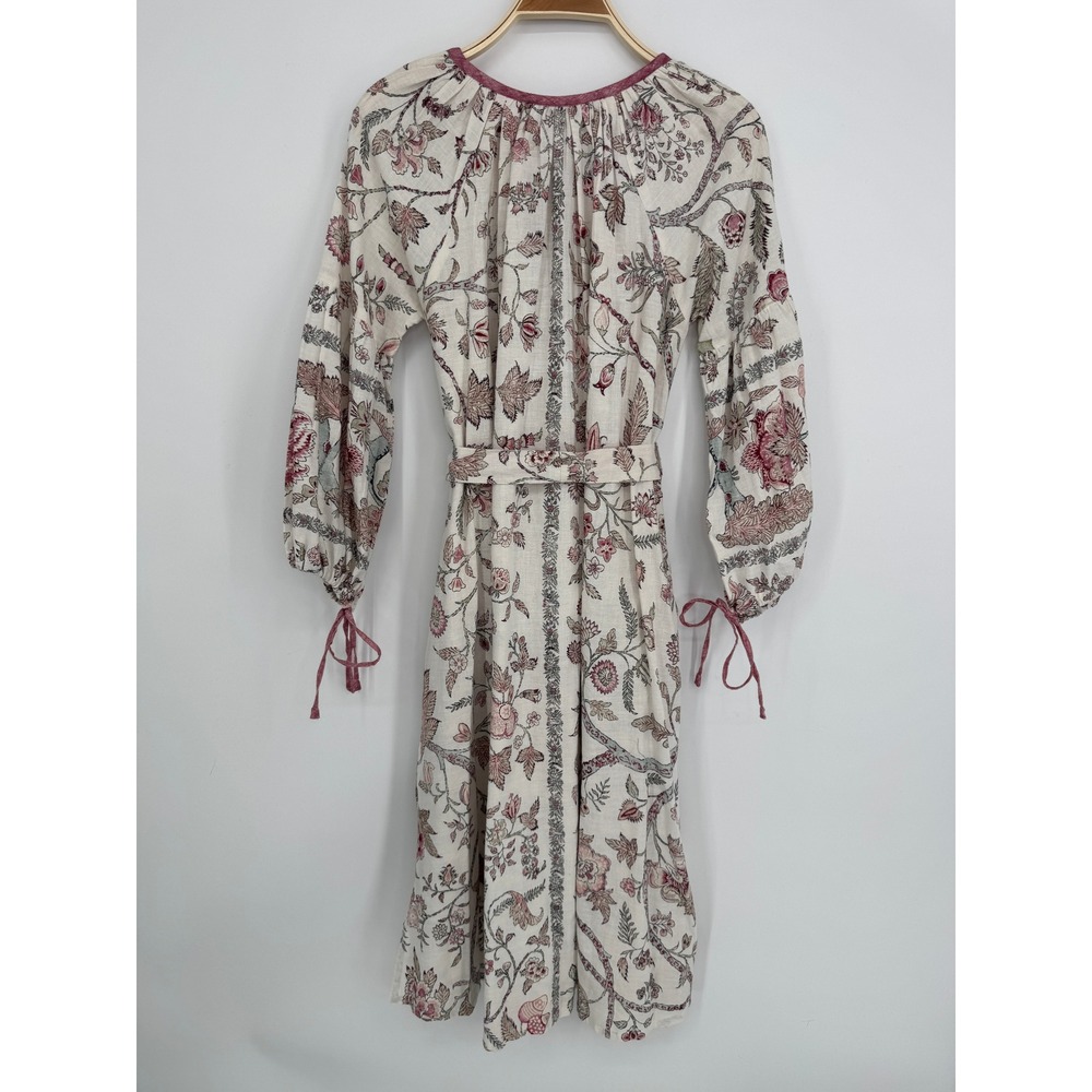 D'Ascoli Tuckahoe Floral Print Midi Dress Medium Boho Cottagecore Hand Woven - Picture 8 of 13